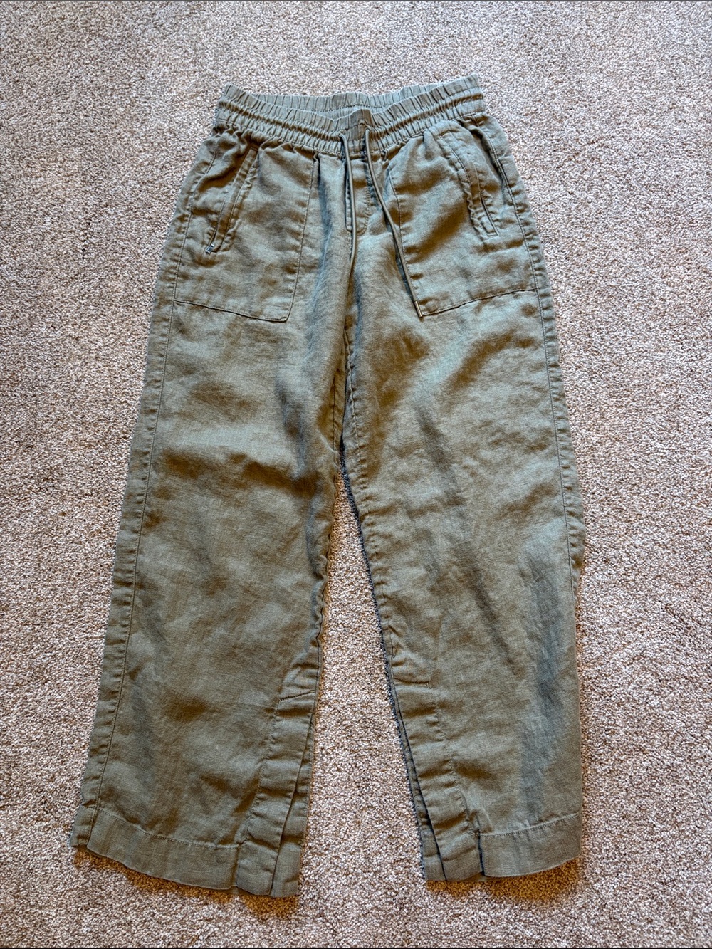 Athleta Wide-Leg Linen Blend Pants - Olive Green